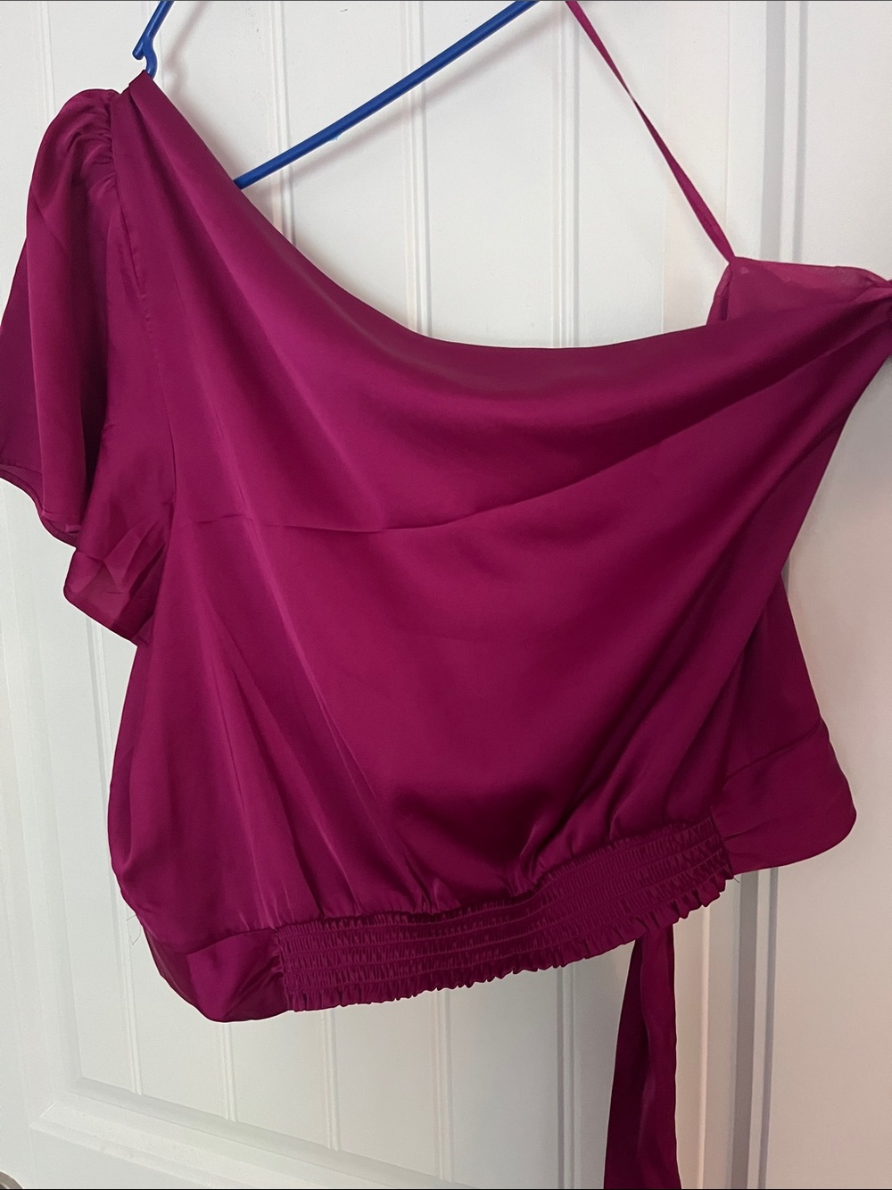 Express Fuchsia One-Shoulder Ruffle Top - Picture 3 of 3
